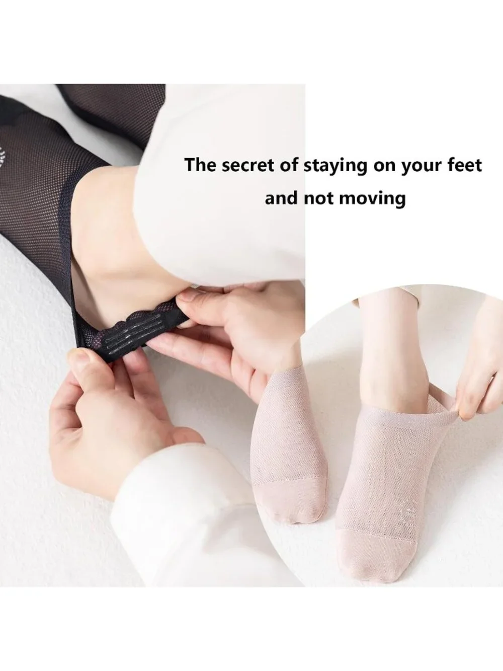 🧦Women‘s Black White 6 pairs Cool Sense Thin Non-Slip Nylon Diabetics Socks